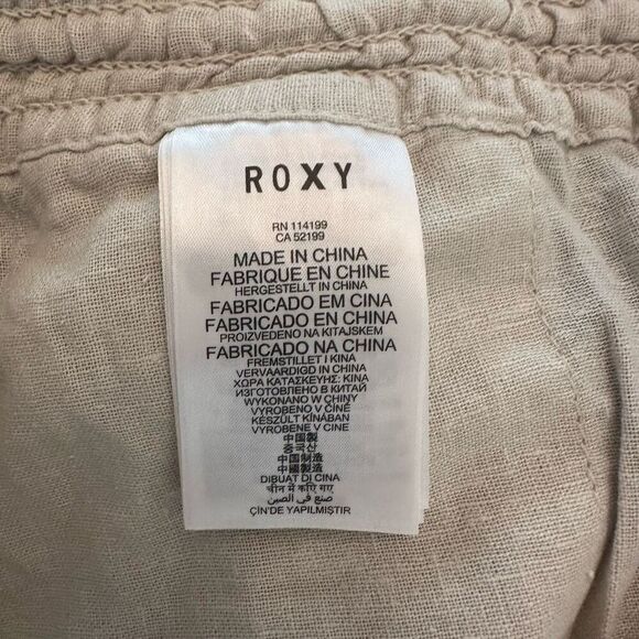 Roxy Linen Blend Wide Leg Drawstring Lightweight Stone Oceanside Pants Sz Large - Picture 5 of 6